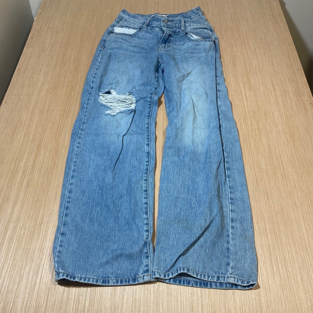Hidden Jeans Los Angeles Wide Leg Distressed Light Wash Denim Jeans Size 27